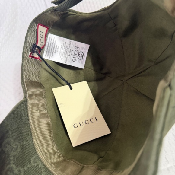 UNISEX GUCCI GG MONOGRAM CANVAS BASEBALL CAP DARK OLIVE GREEN ADJUSTABLE HAT main image 6